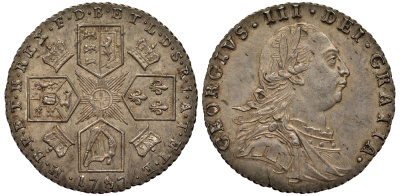 Великобритания 6 пенсов 1787 Георг III (1760-1820) KM 606.2, Spink 3749 серебро 1524-243