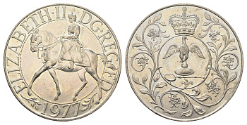 Великобритания 25 пенсов 1977 25 лет со дня коронации Елизаветы, Елизавета II (1952-2022) KM 894, Spink 4136 медно-никель UNC 4386-311