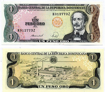 Доминиканская Республика 1 песо 1988 Хуан Пабло Дуарте Pick 126 с бумага UNC (пресс) 449-42-2