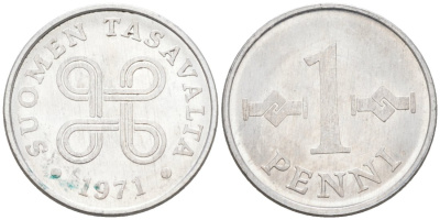 Финляндия 1 пенни 1971 KM 44а алюминий 4564-862