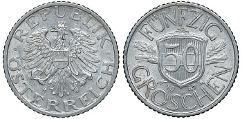 Австрия 50 грошей 1947 KM 2870 алюминий 72-1324