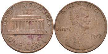 США 1 цент 1977 Линкольн KM 201 медь цинк 187-339