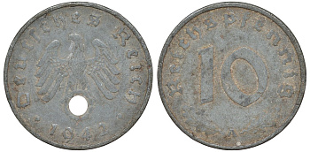 Германия 10 рейхспфеннигов 1942 A KM 101, J. 371 цинк 4132-616