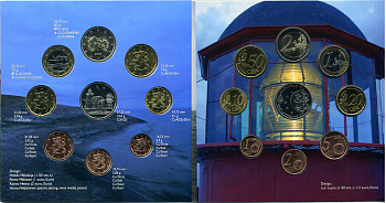 Финляндия евронабор из 8 монет 2008 с жетоном Маяки Скандинавии, в оригинальном буклете UNC 5-6-2-11