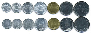 Ватикан набор из 7 монет 1966 Павел VI (1963-1978), шепард (пастух) KM 84, 85, 86, 87, 88, 89, 90   UNC N4-15