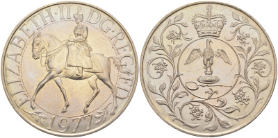 Великобритания 25 пенсов 1977 25 лет со дня коронации Елизаветы, Елизавета II (1952-2022) KM 894, Spink 4136 медно-никель 4552-535
