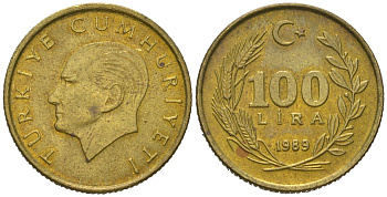 Турция 100 лир 1989 Кемаль Ататюрк KM 988 алюминиевая бронза aUNC 4618-853