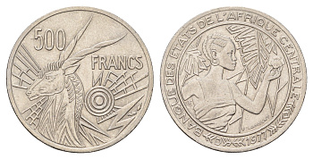 Центральная Африка (BEAC) 500 франков 1977 KM 12 никель 1517-1225