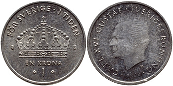 Швеция 1 крона 2002 Карл XVI Густав (1973- ) KM 894 медно-никель 4364-1157