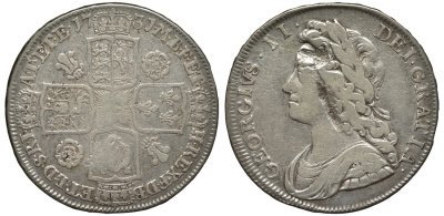 Великобритания 1/2 кроны 1731 Георг II (1727-1760) KM 574.1, Spink 3692 серебро 00-821-62