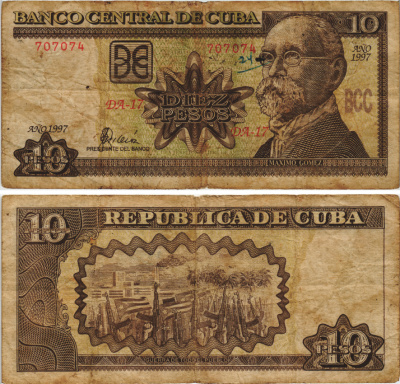 Куба 10 песо 1997 Максимо Гомес, народная война  Pick 117 а бумага 8604-38-2-1