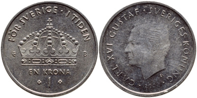 Швеция 1 крона 2002 Карл XVI Густав (1973- ) KM 894 медно-никель 4364-1157