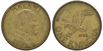 Малави 1 квача 1996 орел KM 28 сталь плакированная латунью 4162-321