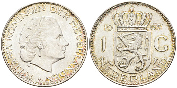 Нидерланды 1 гульден 1965 Юлиана (1948-1980) KM 184 серебро 4126-1151