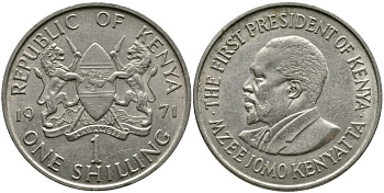 Кения 1 шиллинг 1971 Джомо Кениата KM 14 медно-никель 4529-1033