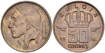 БЕЛЬГИЯ 50 САНТИМОВ 1985 BELGIE KM 149.1 бронза 4528-954