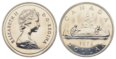 Канада 1 доллар 1978 Елизавета II (1952-2022), каноэ KM 120 никель PROOF-LIKE (BU) 4185-624