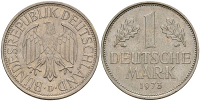 ФРГ 1 марка 1973 D KM 110, J. 385 медно-никель 4159-1126
