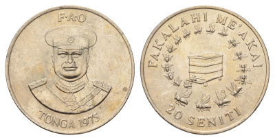 Тонга 20 сенити 1975 ФАО KM 46 медно-никель UNC 176-437