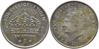 Швеция 1 крона 2003 Карл XVI Густав (1973- ) KM 894 медно-никель 4179-1243