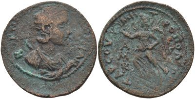 Римская Империя, Провинция Сирия, Киликия, Тарс AE 253 - 268 Салонина, жена Галлиена, бюст императрицы / Нике, 27 мм, 9,63 гр SNG France II, 1834 бронза 1100-4-15