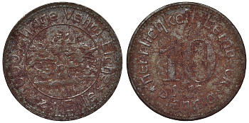 Германия, Лембек 10 пфеннигов 1919 Дорстен, Северный Рейн-Вестфалия, нотгельд Funck Nr. 286.2b железо 4119-457