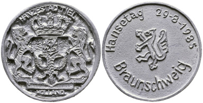 НИДЕРЛАНДЫ МЕДАЛЬ 1985 ГОРОД ТИЛЬ, БРАУНШВЕЙГ белый металл 4368-614