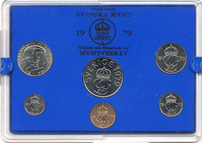 Швеция набор монетного двора из 6 монет 1979 в пластике Карл XVI Густав (1973- ) KM MS11 UNC 4-3-6-95