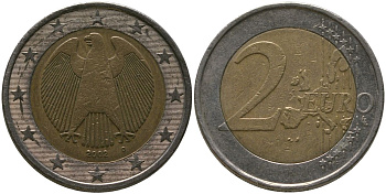 Германия 2 евро 2002 D KM 214 биметалл 4575-121
