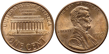 США 1 цент 1999 Авраам Линкольн KM 201b цинк плакированный медью 4396-456