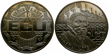 НИДЕРЛАНДЫ 10 ЭКЮ 1993 ЯН ЛИГВАТЕР медно-никель UNC 1077-1-32