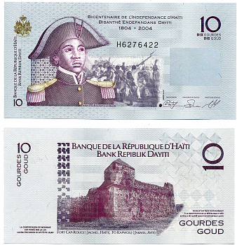 Гаити 10 гурд 2010 модификация 2004, 200 лет независимости Гаити (1804-2004) Pick 272d бумага UNC (пресс) 2197-26-1-1
