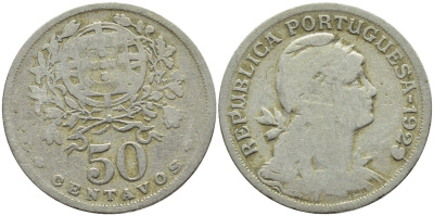 Португалия 50 сентаво 1929 KM 577 медно-никель 4395-834