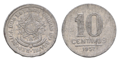 Бразилия 10 сентаво 1957 KM 564 алюминий 4655-1062