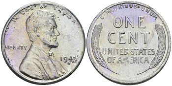 США 1 цент 1943 S (Сан-Франциско), Авраам Линкольн KM 132 a сталь плакированная цинком 96-1165