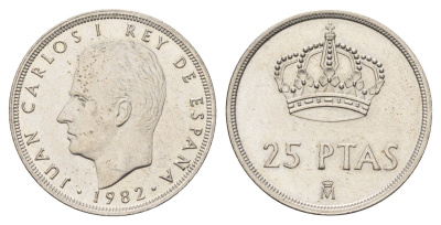 Испания 25 песет 1982 Хуан Карлос I (1975-2014) KM 824 медно-никель UNC 4707-413
