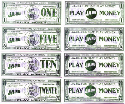 ЕВРОПА НАБОР ИЗ 6 БАНКНОТ ND (1, 5, 10, 20, 50, 100) ИГРОВЫЕ ДЕНЬГИ JAST FOR KIDS (JA-RU) бумага UNC (ПРЕСС) 7146-65-3-2