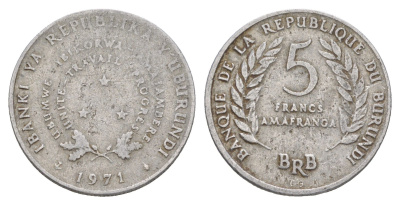 Бурунди 5 франков 1971 KM 16 алюминий 4650-416