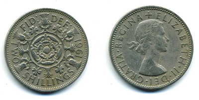 Великобритания 2 шиллинга (флорин) 1961 Елизавета II (1952-2022) KM 906, Spink 4146 медно-никель 4110-1446