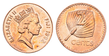 Фиджи 2 цента 1992 KM 50a цинк плакированный медью UNC 4697-713