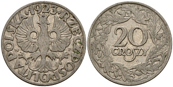 Польша 20 грошей 1923 Y 12 никель 4156-911