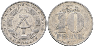 ГДР 10 пфеннигов 1983 А KM 10 алюминий 3459-642