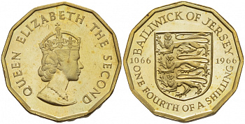 Джерси 1/4 шиллинга 1966 900 лет Нормандскому завоеванию KM 27 никель бронза PROOF 3996-657