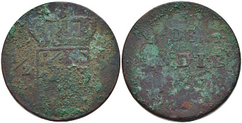 Нидерландская Индия 1/2 штубера 1826 KM 285 медь 31-1024