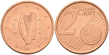 Ирландия 2 евроцента 2002 KM 33 сталь плакированная медью UNC 4174-637
