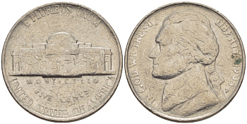 США 5 ЦЕНТОВ 1995 Р, ДЖЕФФЕРСОН KM А192 медно-никель 31-715