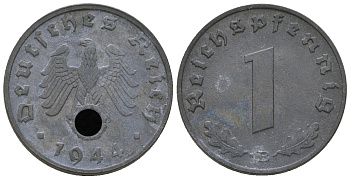 Германия 1 рейхспфенниг 1944 B KM 97, J. 369 цинк    4668-1139