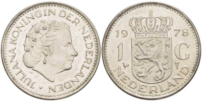 Нидерланды 1 гульден 1978 Юлиана (1948-1980) KM 184a никель 212-1152