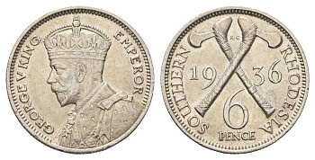 Южная Родезия 6 пенсов 1936 Георг V (1910-1936) KM 2 серебро 270-815