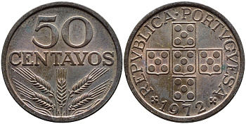 Португалия 50 сентаво 1972 KM 596 бронза 4391-1111